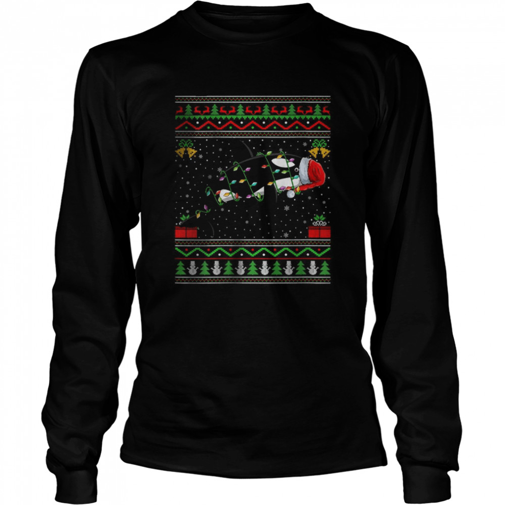 Womens Orca Fish Lover Matching Ugly Orca Christmas T- Long Sleeved T-shirt