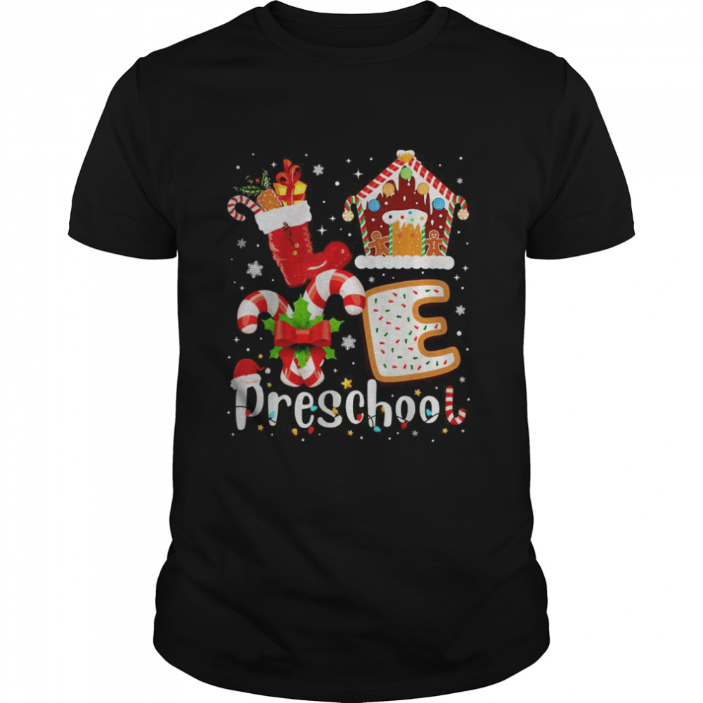 Love Preschool Christmas Teacher Student  Classic Men's T-shirt