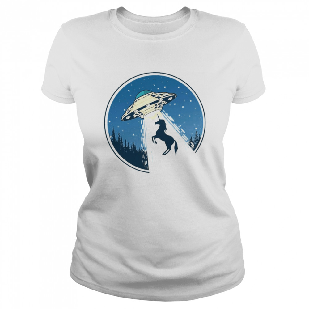 Distressed Ufo Flying Saucer Unicorn Snatch Classic Women's T-shirt