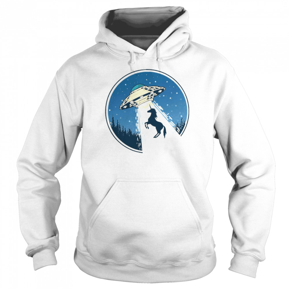 Distressed Ufo Flying Saucer Unicorn Snatch Unisex Hoodie