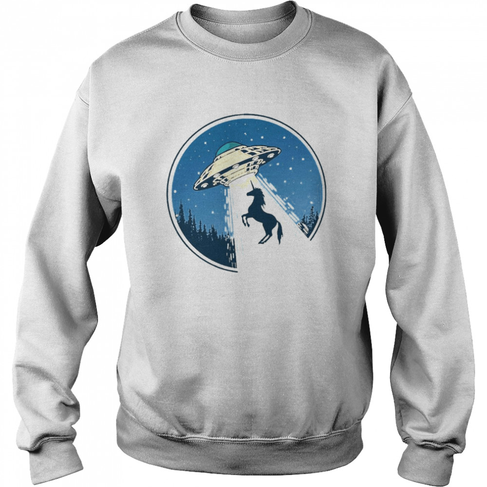 Distressed Ufo Flying Saucer Unicorn Snatch Unisex Sweatshirt