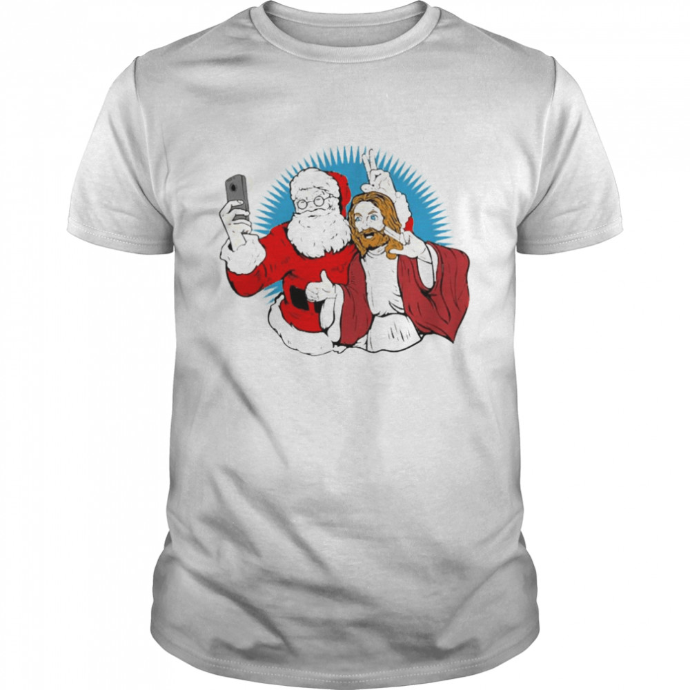 Jesus Christ And Santa Selfie Christmas Classic Men's T-shirt