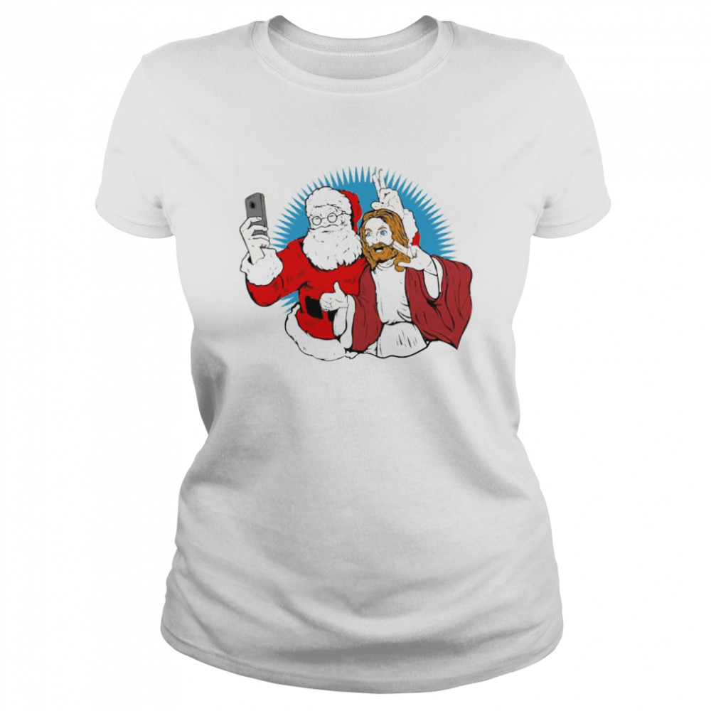 Jesus Christ And Santa Selfie Christmas Classic Women's T-shirt