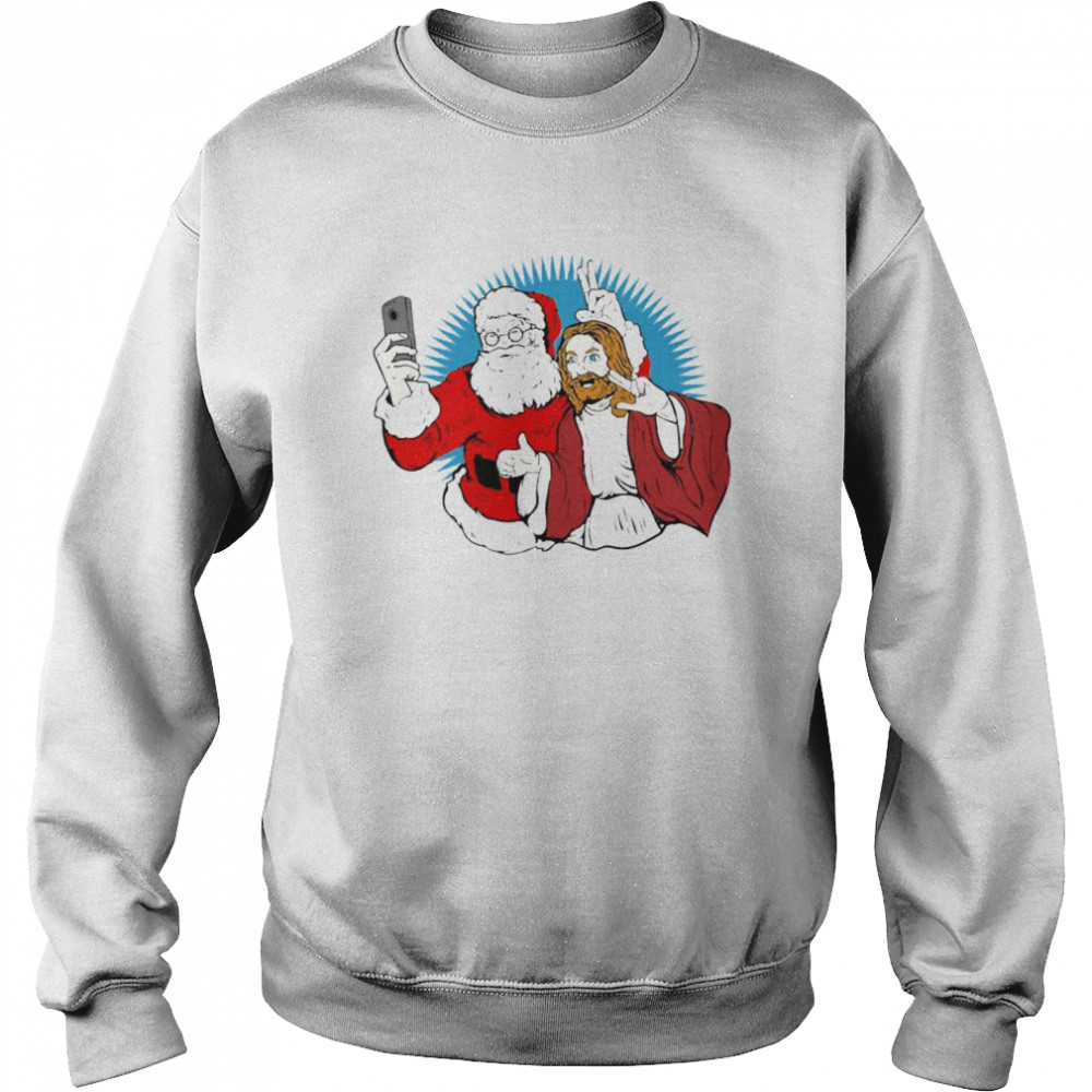 Jesus Christ And Santa Selfie Christmas Unisex Sweatshirt