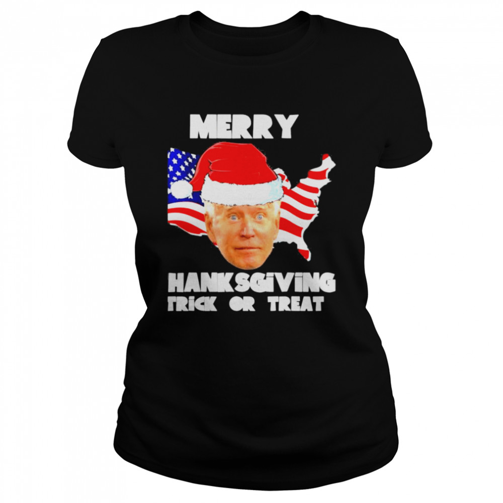 Joe Biden Merry Thanksgiving USA Flag Anti Liberal Biden Meme T- Classic Women's T-shirt