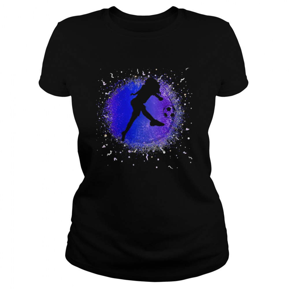 Cool Soccor Silhouette Football Girls Colorful Unique Classic Women's T-shirt