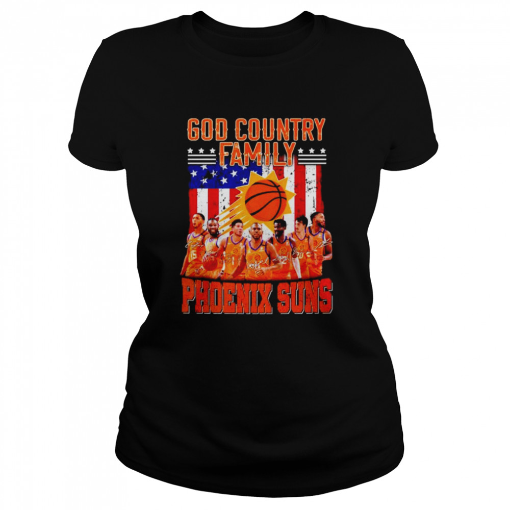 God country family Phoenix Suns signatures American flag T-shirt Classic Women's T-shirt