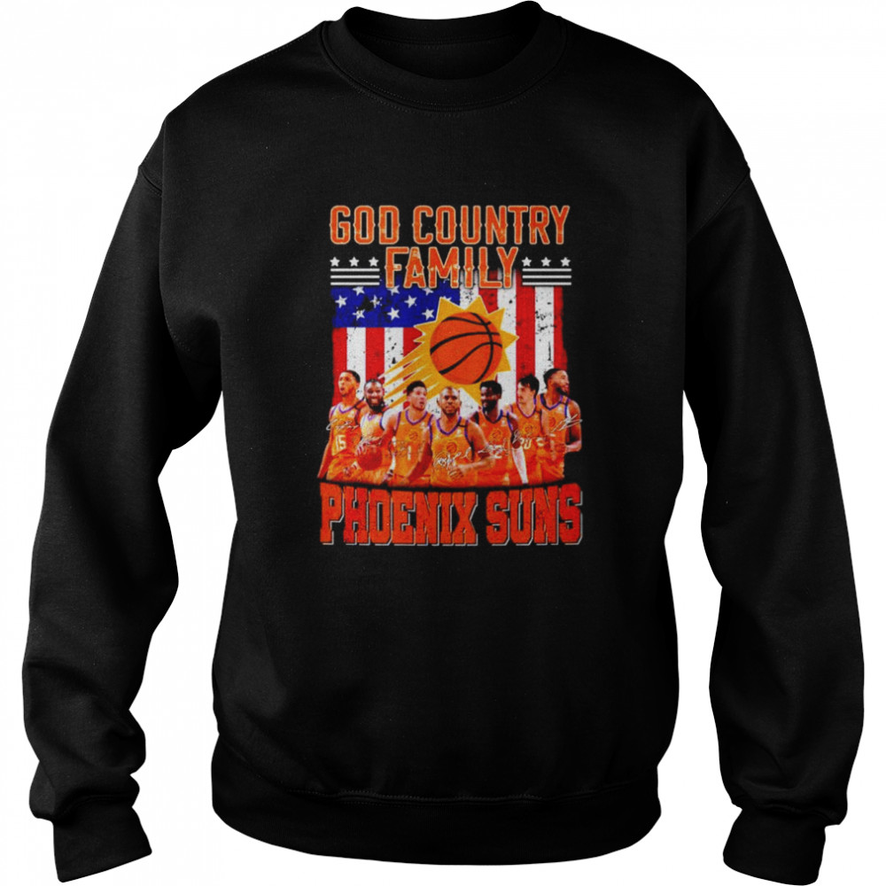 God country family Phoenix Suns signatures American flag T-shirt Unisex Sweatshirt