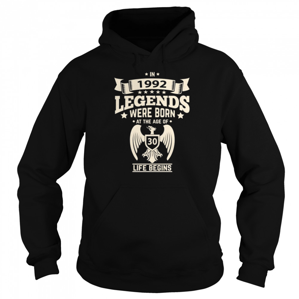 Im Jahr 1992 wurden Legenden um 30 Lebensbeginnen geboren Langarmshirt Unisex Hoodie