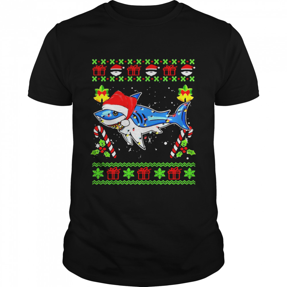 Shark Ugly Christmas Santa Hat For Vacation Sweater  Classic Men's T-shirt