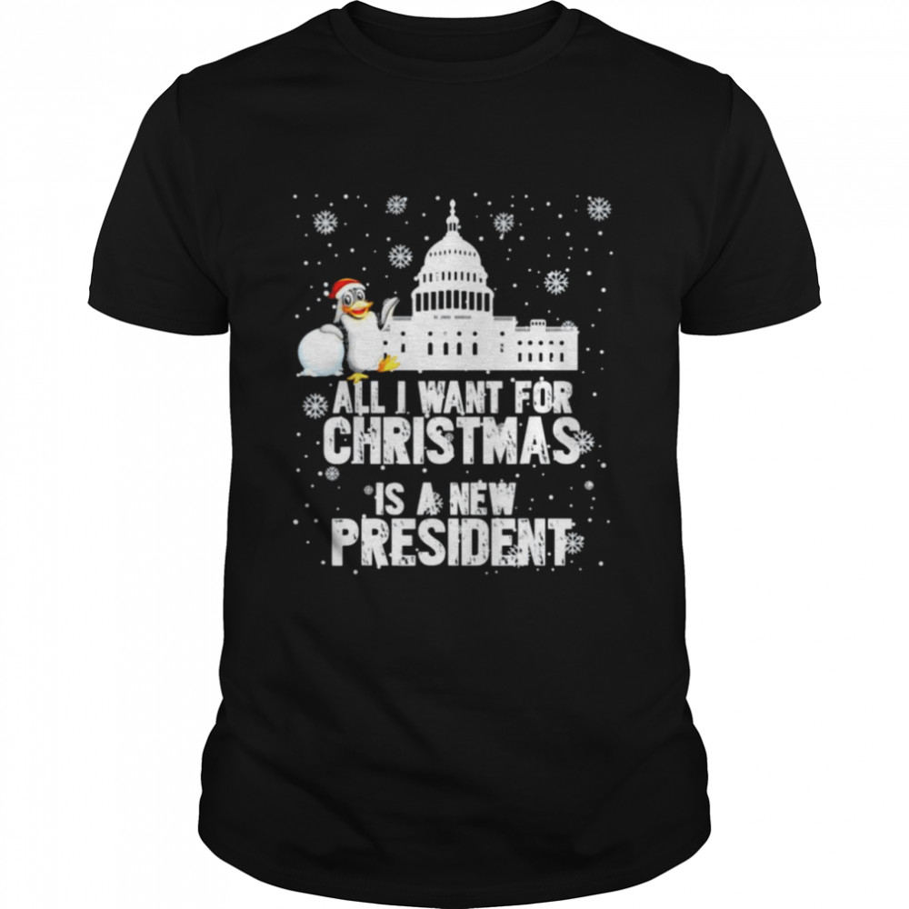 All I Want For Christmas Is A New President Penguin Ugly Christmas T-Shirt