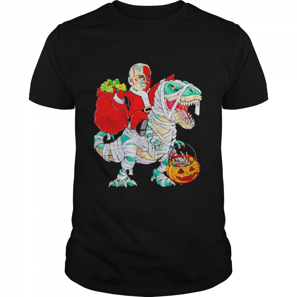 Biden Riding Dinosaur T rex Christmas shirt Classic Men's T-shirt