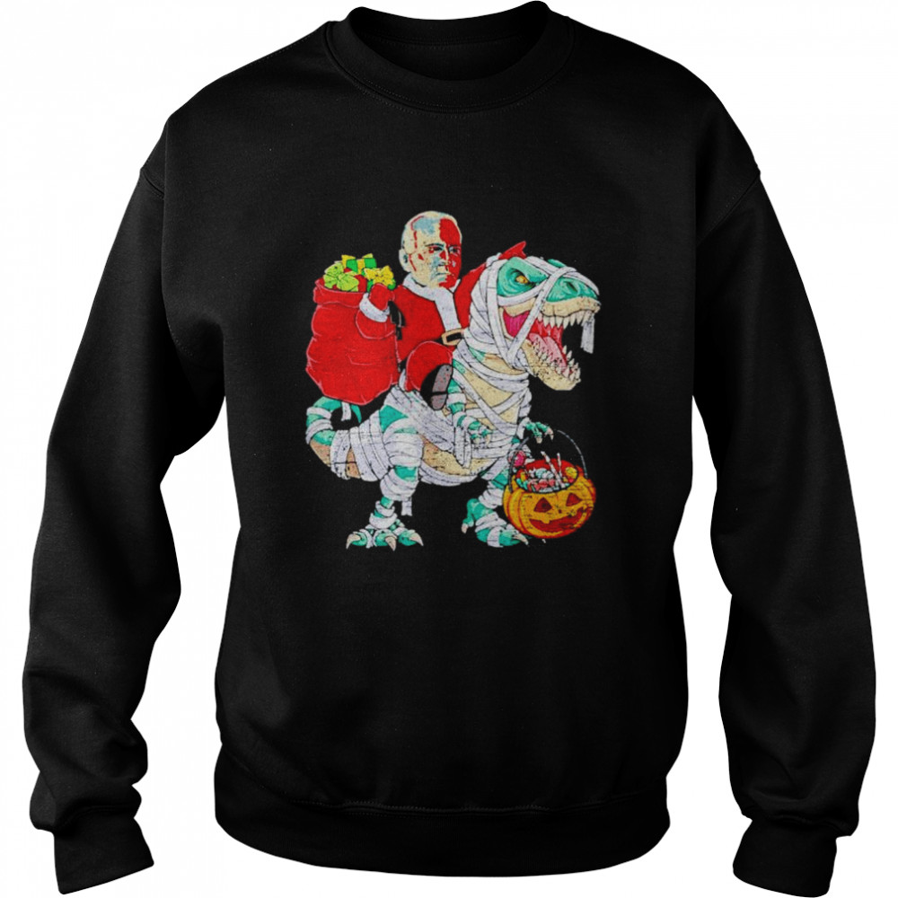 Biden Riding Dinosaur T rex Christmas shirt Unisex Sweatshirt