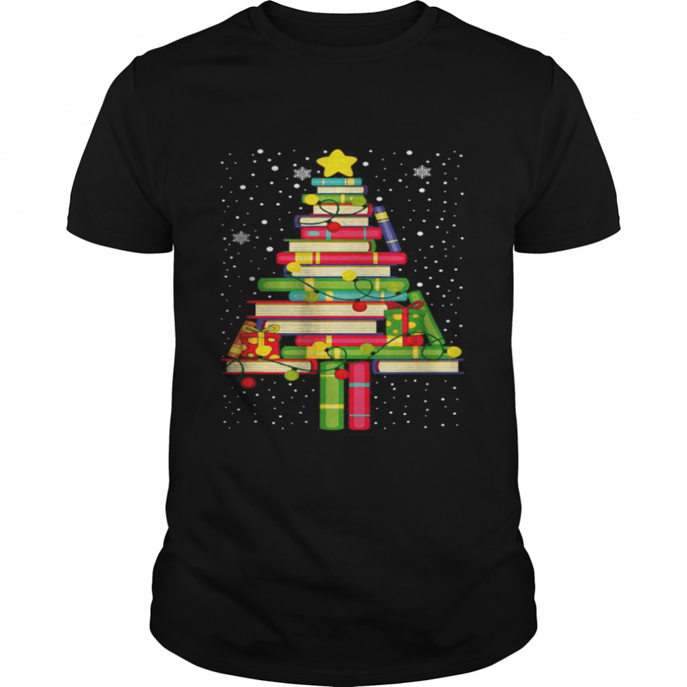 Books Christmas Tree Xmas Librarian Book Lovers Pajama T- Classic Men's T-shirt