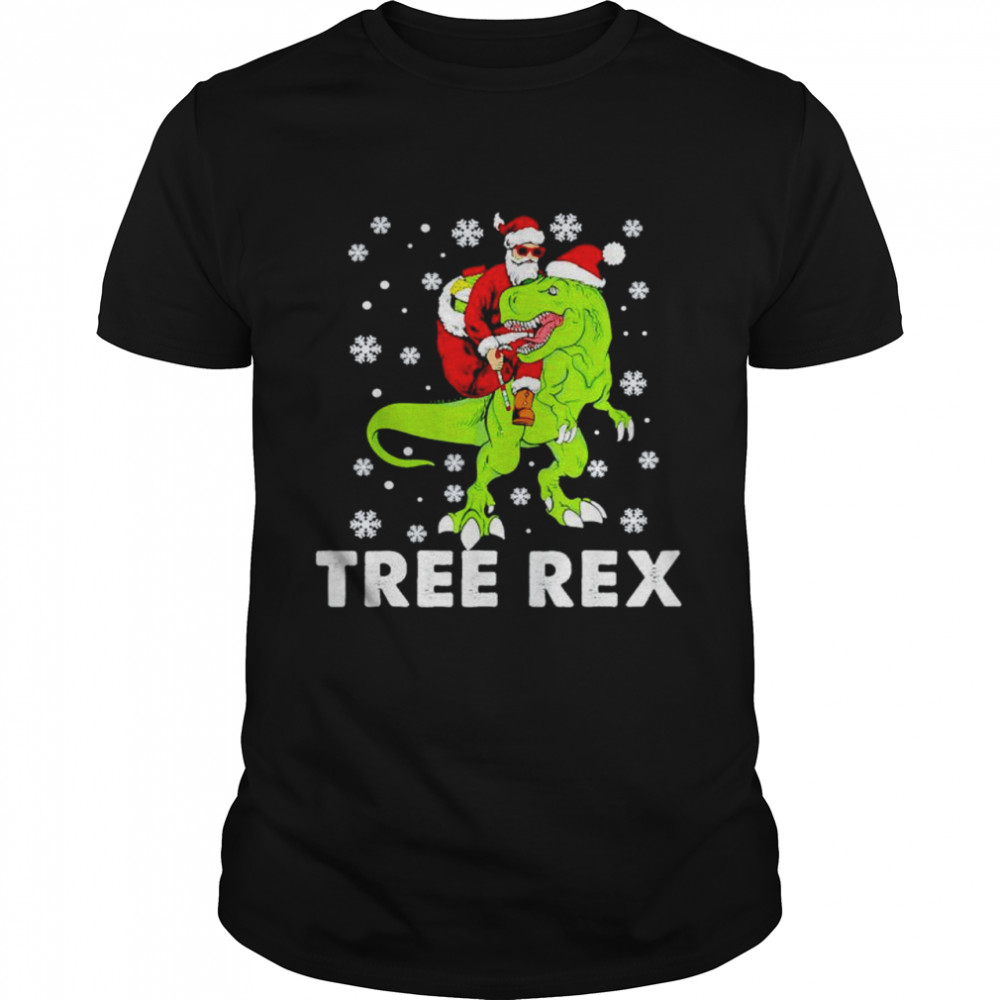 Christmas Dinosaur Tree Rex Pajamas Santa shirt Classic Men's T-shirt