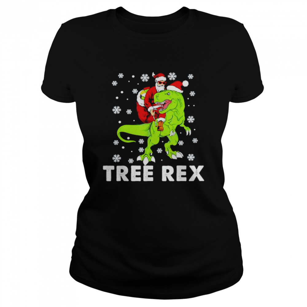 Christmas Dinosaur Tree Rex Pajamas Santa shirt Classic Women's T-shirt