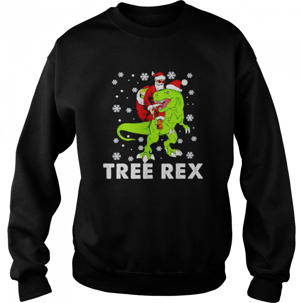 Christmas Dinosaur Tree Rex Pajamas Santa shirt Unisex Sweatshirt