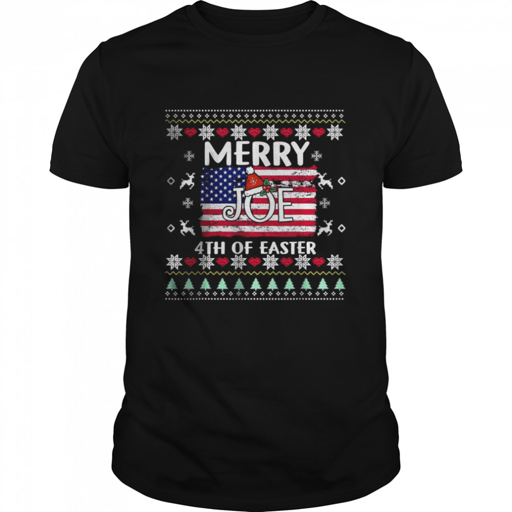 Merry 4th Of Easter U.S Flag Mr Santa President Xmas  Classic Men's T-shirt