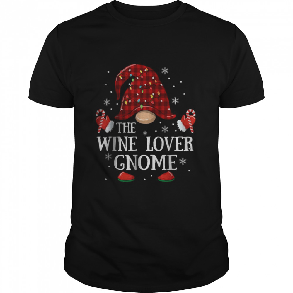 Wine Lover Gnome Buffalo Plaid Matching Family Christmas T- Classic Men's T-shirt