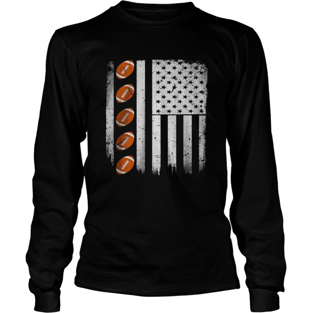 American Flag Football Team Retro Football Lover T- Long Sleeved T-shirt