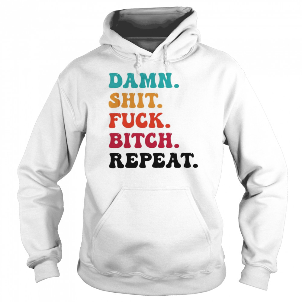 damn shit fuck bitch repeat shirt Unisex Hoodie