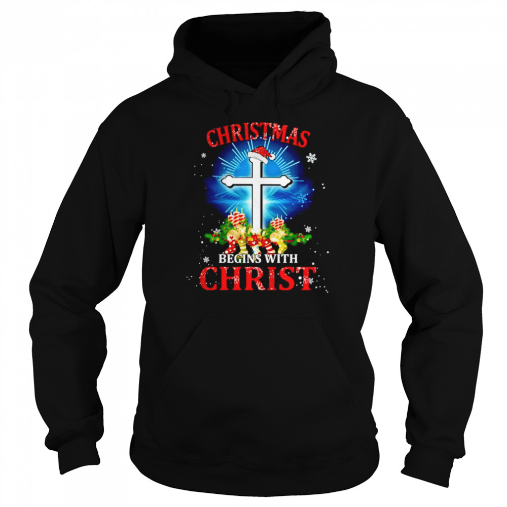 Jesus Christmas begins with Christ shirt Unisex Hoodie