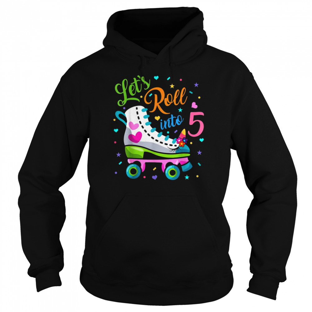 Let’s Rolling Into 5 Years Old 5th Birthday Skating Unicorn Unisex Hoodie