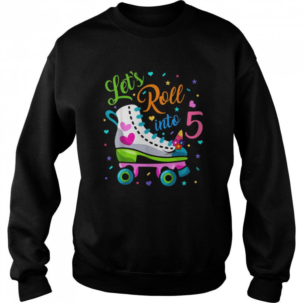 Let’s Rolling Into 5 Years Old 5th Birthday Skating Unicorn Unisex Sweatshirt