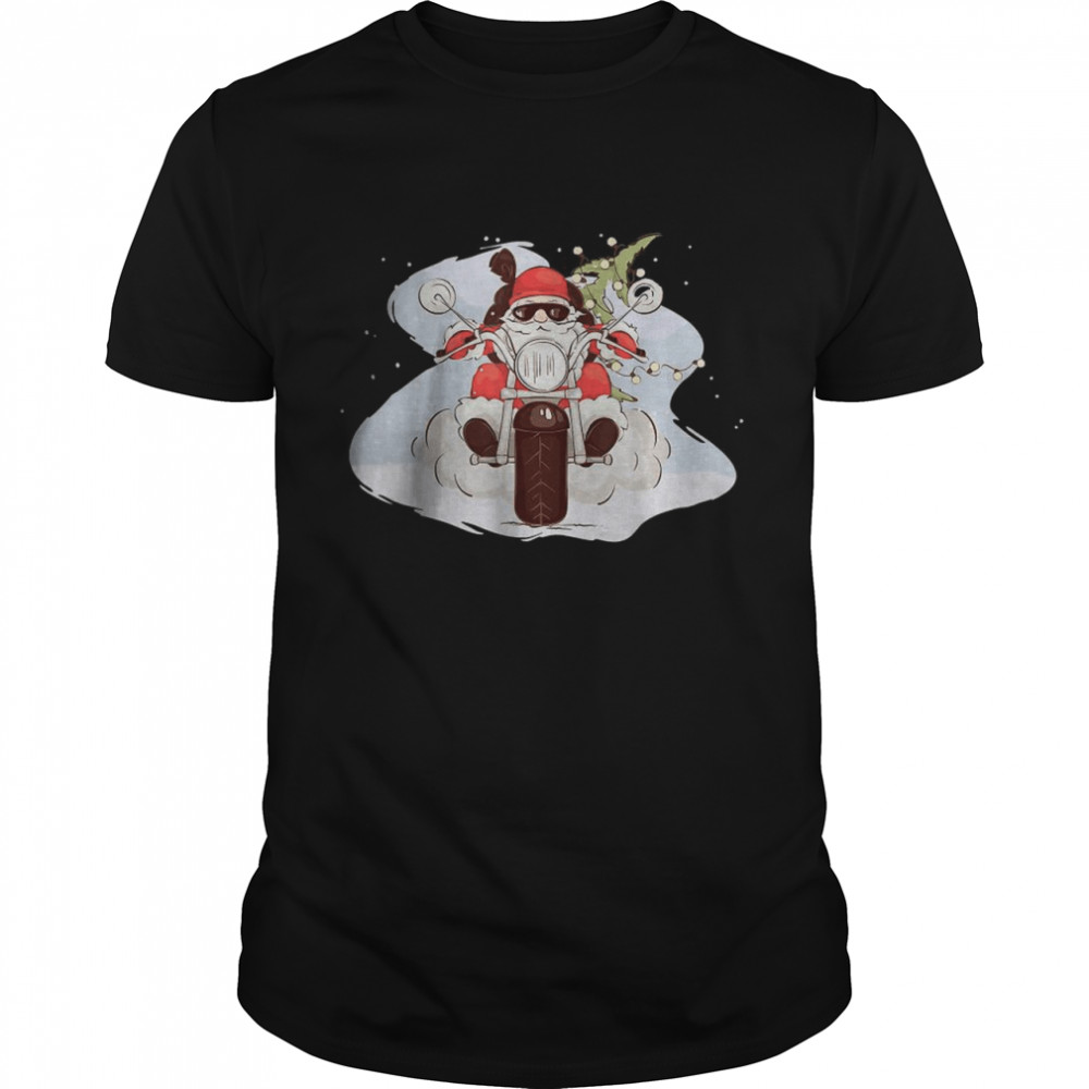 Merry Christmas Cool Santa Riding A Motorcycle Classic Men's T-shirt