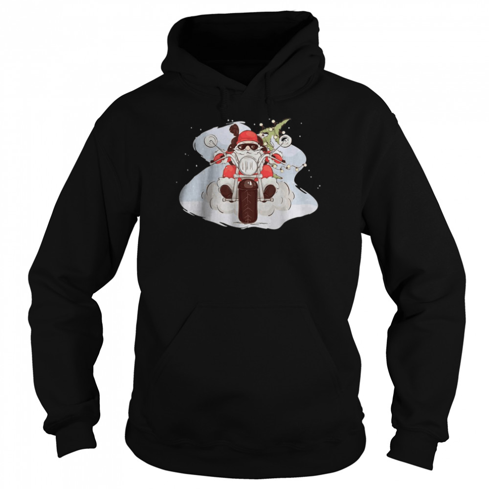 Merry Christmas Cool Santa Riding A Motorcycle Unisex Hoodie