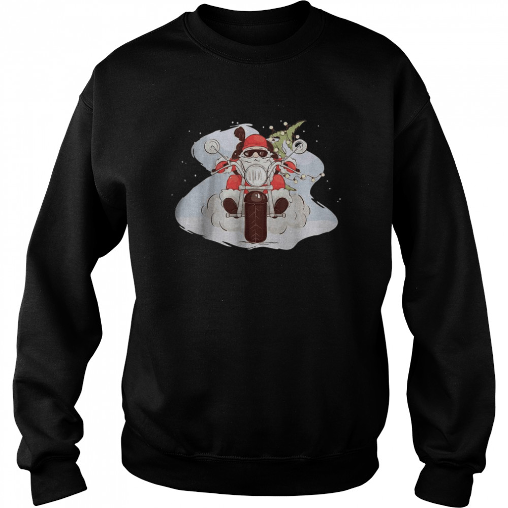 Merry Christmas Cool Santa Riding A Motorcycle Unisex Sweatshirt