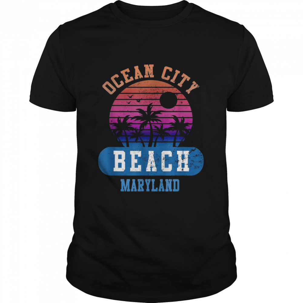 OCEAN CITY BEACH MARYLAND Retro Sunset Summer Vibe Aesthetic Classic Men's T-shirt