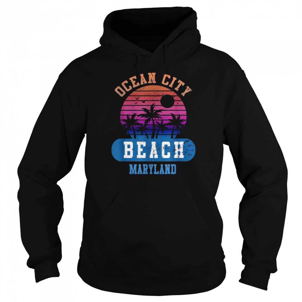 OCEAN CITY BEACH MARYLAND Retro Sunset Summer Vibe Aesthetic Unisex Hoodie