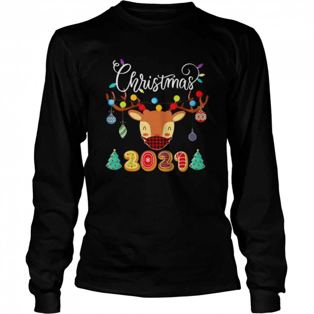 Reindeer face mask Ornament Christmas 2021 Sweatshirt Long Sleeved T-shirt