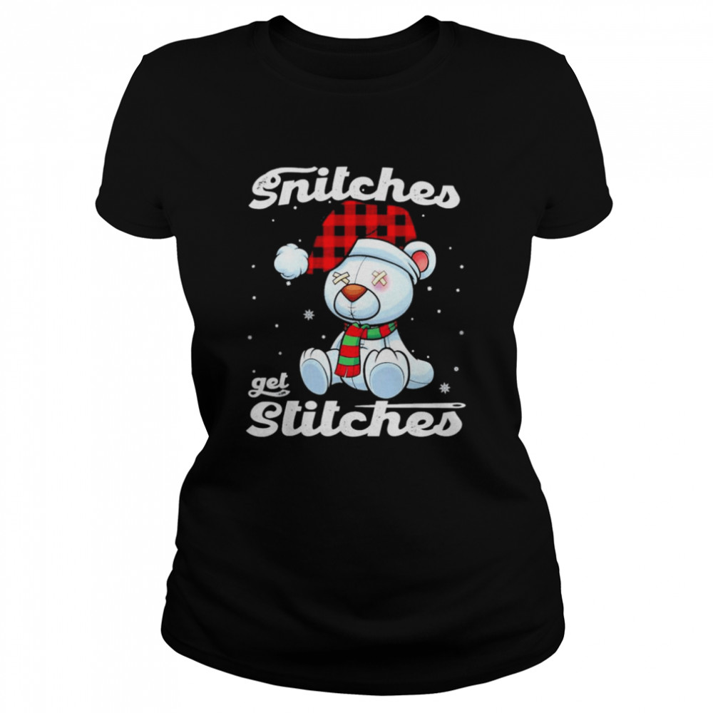 Snitches Get Stitches Xmas Matching Pajamas Santa Hat shirt Classic Women's T-shirt