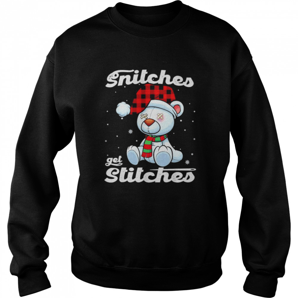 Snitches Get Stitches Xmas Matching Pajamas Santa Hat shirt Unisex Sweatshirt