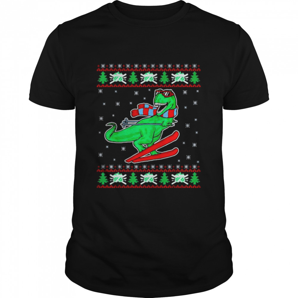 T-Rex skiing ugly christmas shirt Classic Men's T-shirt