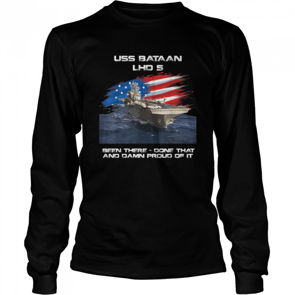 USS Bataan LHD5 Amphibious Assault Ship USA Flag Veteran Long Sleeved T-shirt