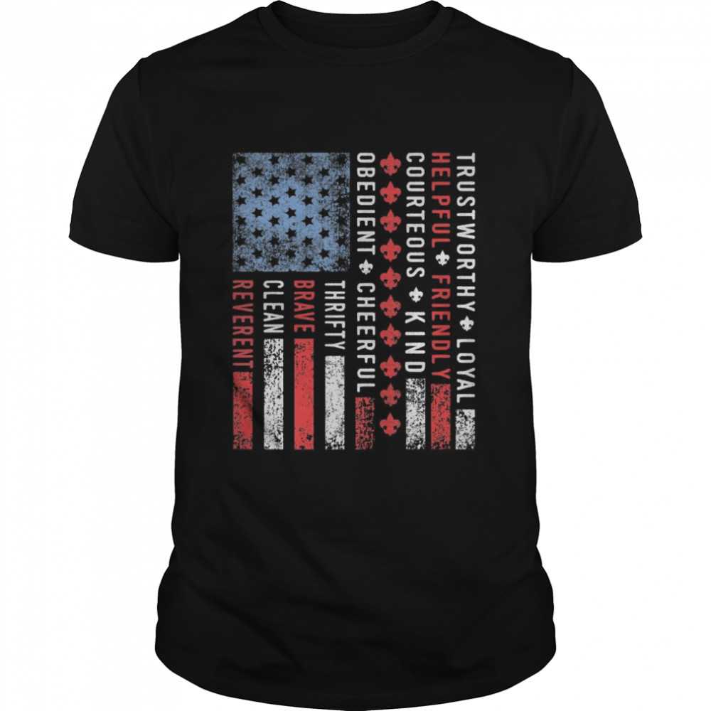 Vintage US America Flag Scouting Scout Law Classic Men's T-shirt