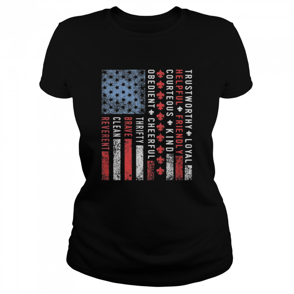 Vintage US America Flag Scouting Scout Law Classic Women's T-shirt