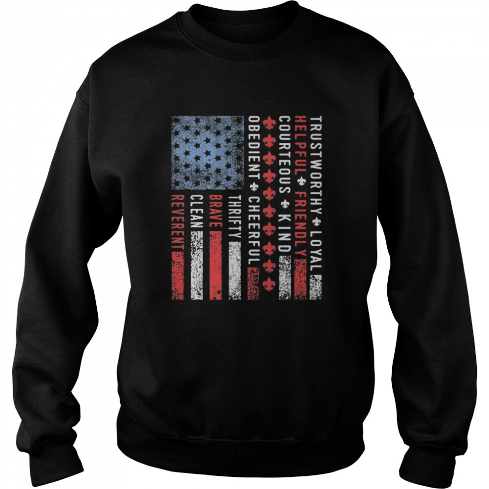 Vintage US America Flag Scouting Scout Law Unisex Sweatshirt