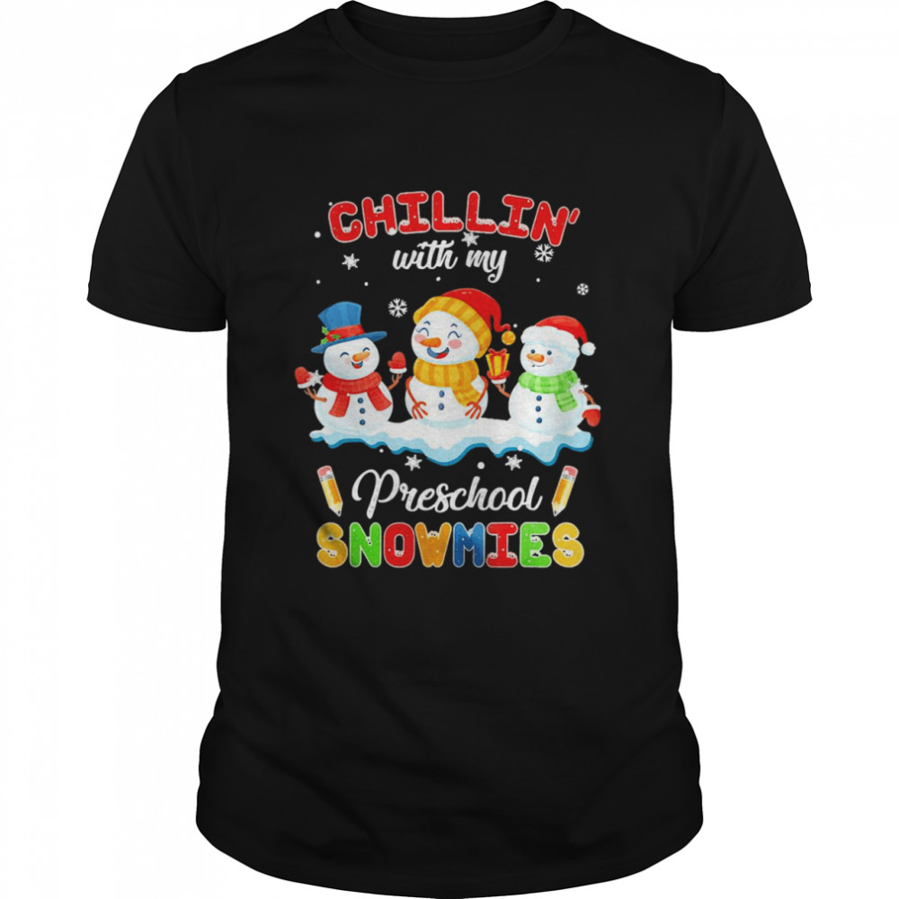 Chillin With My Preschool Snowmies Christmas Sweater  Classic Men's T-shirt