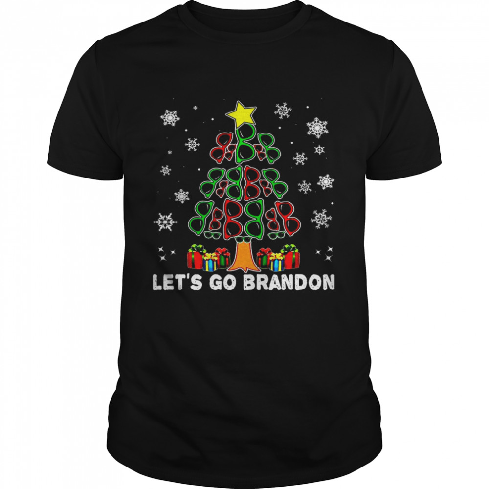 Glasses Christmas Tree Let’s Go Brandon Shirt