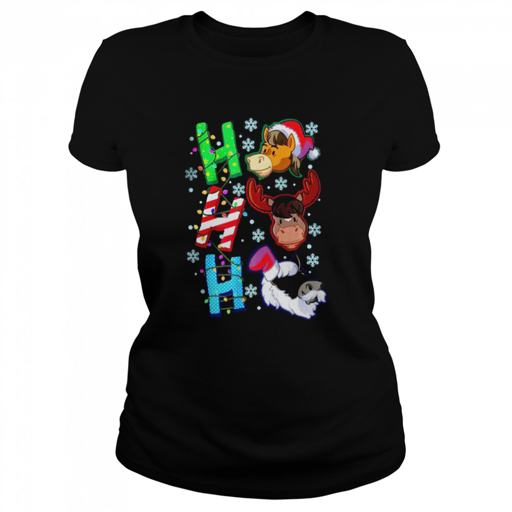 Horse Riding Ho Ho Ho Christmas Santa Xmas Horses T- Classic Women's T-shirt