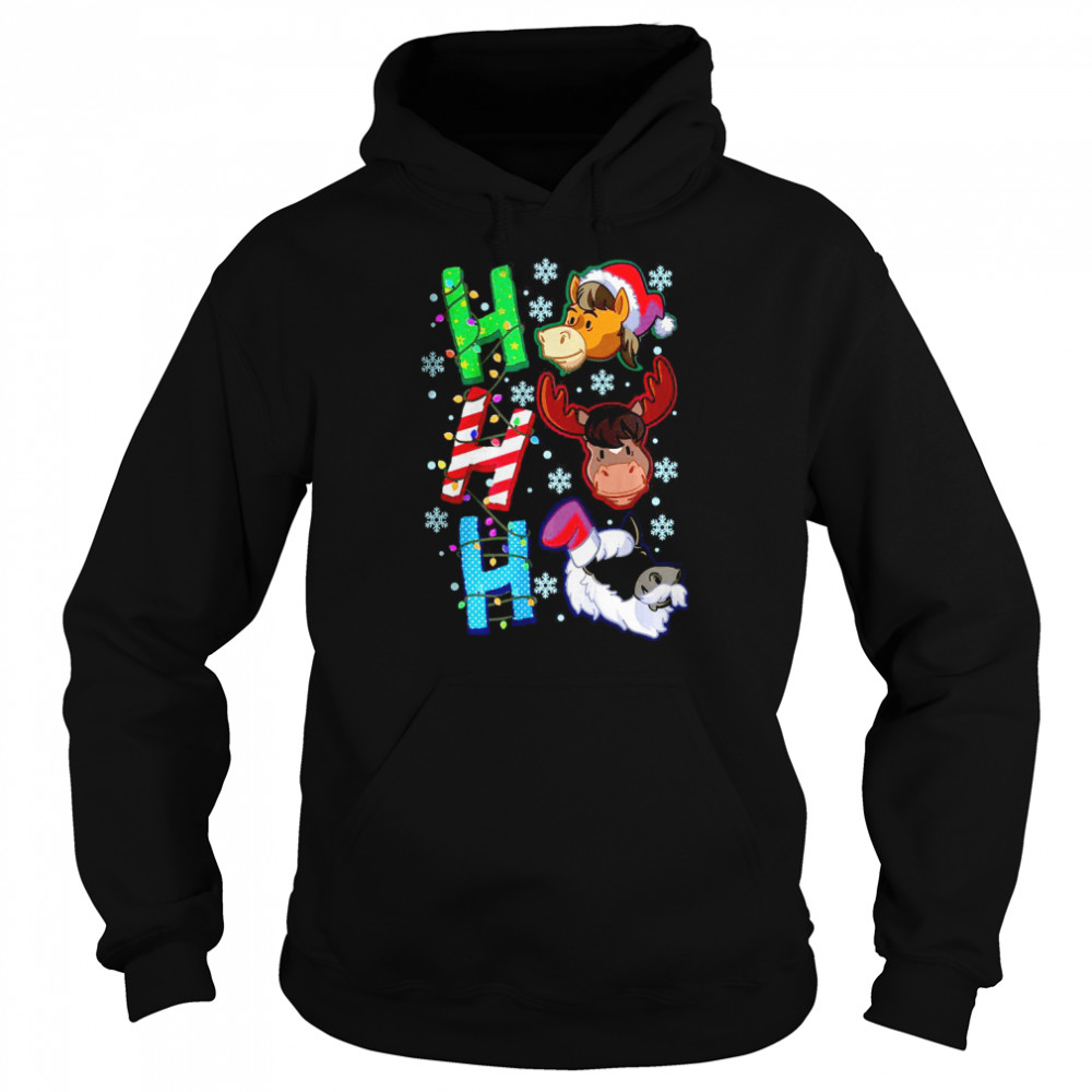 Horse Riding Ho Ho Ho Christmas Santa Xmas Horses T- Unisex Hoodie