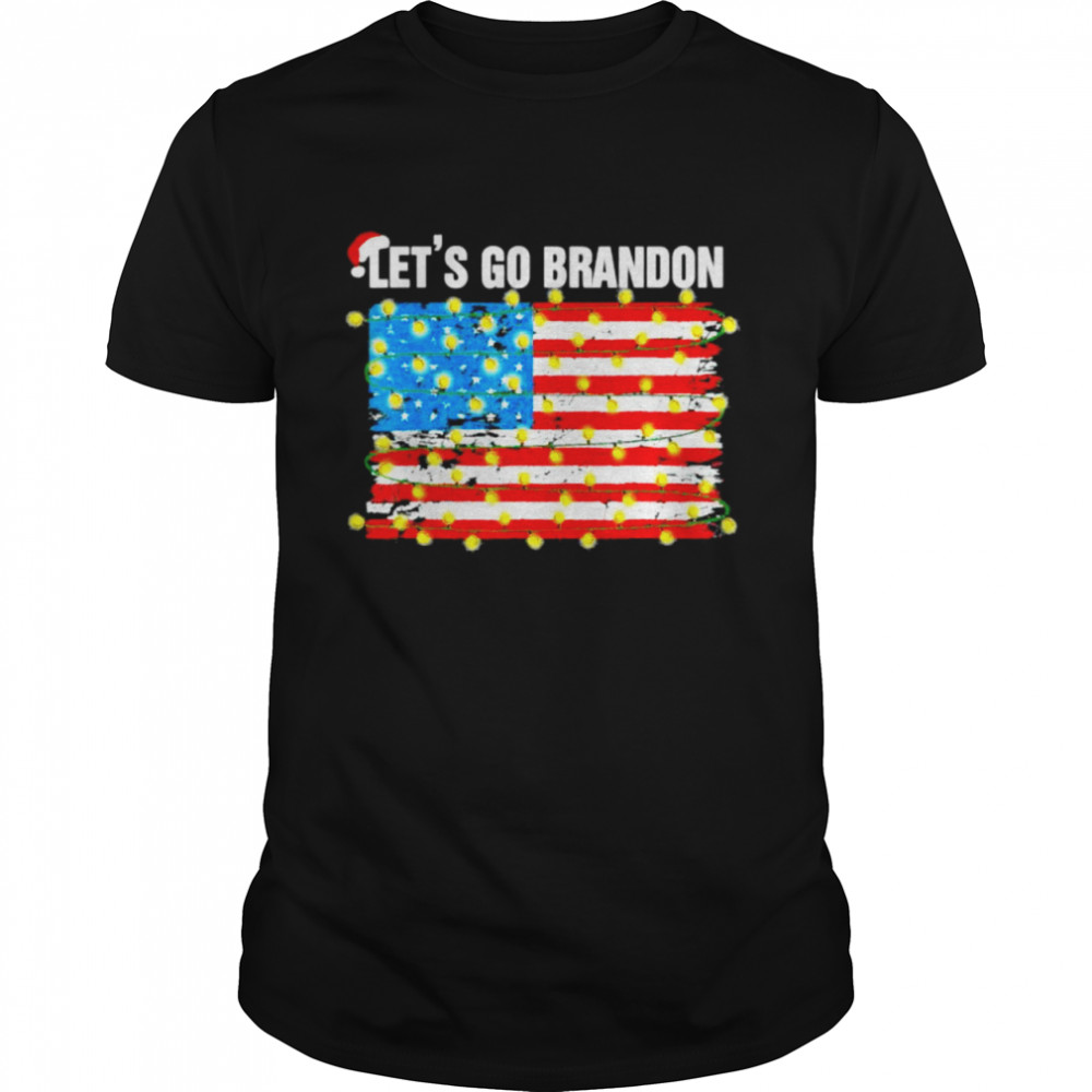 Let’s Go Brandon Christmas light Xmas America flag Shirt