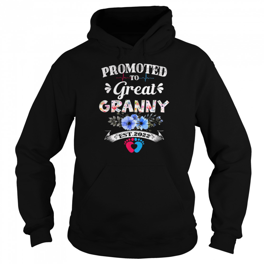 Promoted To Great Granny Est 2022 Floral First Time Unisex Hoodie