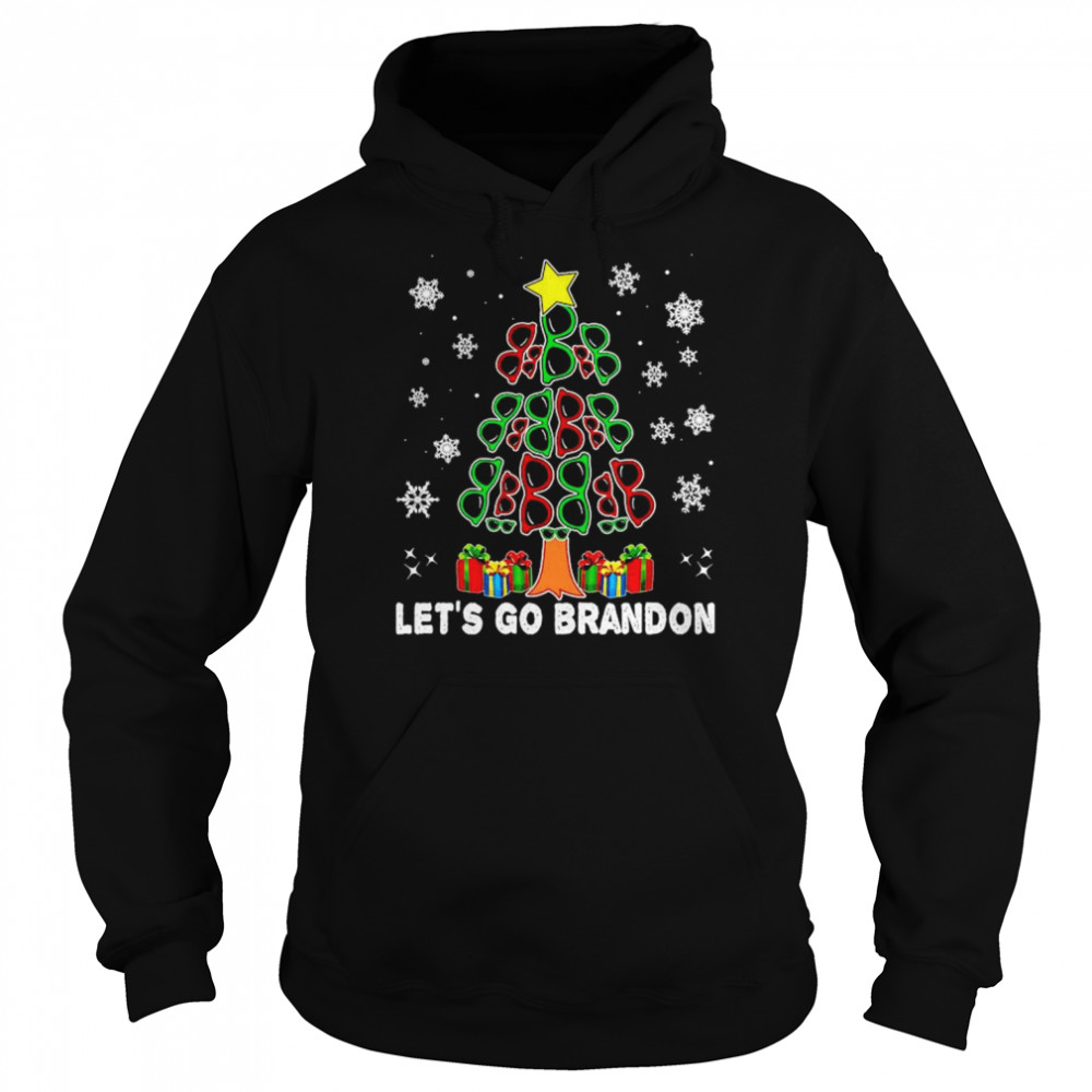 Sunglasses Christmas Tree Lets Go Brandon shirt Unisex Hoodie