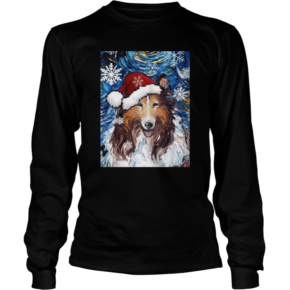 The Starry Night Santa Collie Christmas shirt Long Sleeved T-shirt