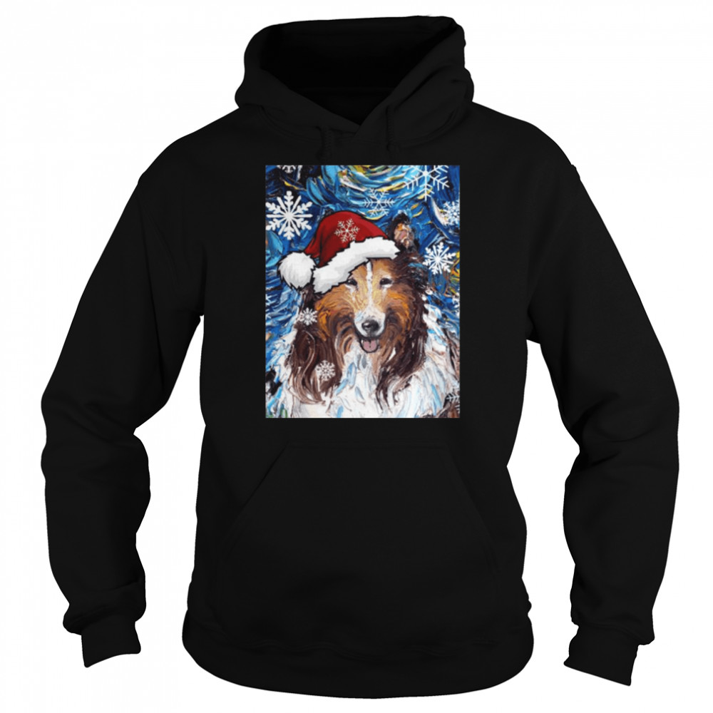 The Starry Night Santa Collie Christmas shirt Unisex Hoodie